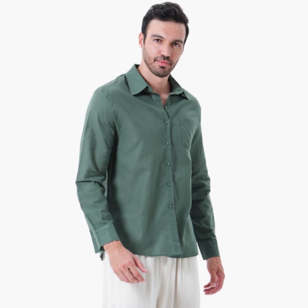 Old Money Linen Button Up Shirt - medium - new